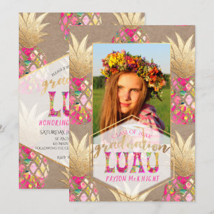 Invitation PixDezines Aloha Pineapples, Graduation Luau