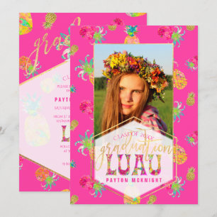 Invitation PixDezines Aloha Pineapples Graduation Luau