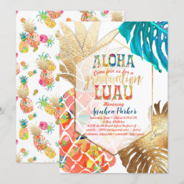 Invitation PixDezines Aloha Pineapples/Orange/Graduation Luau