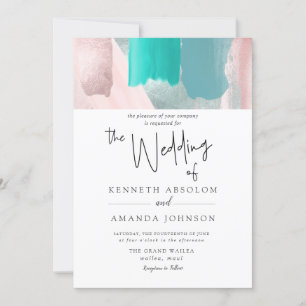 Invitation PixDezines Aquarelle Aqua Rose Gold Sage Turquoise