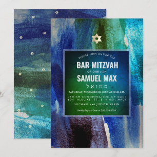 Invitation PixDezines Aquarelle Art Moderne Bar Mitzvah