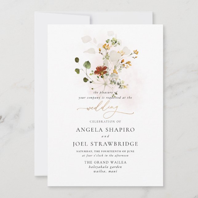 Invitation PixDezines Aquarelle Automne Fleurs de Jardin (Devant)
