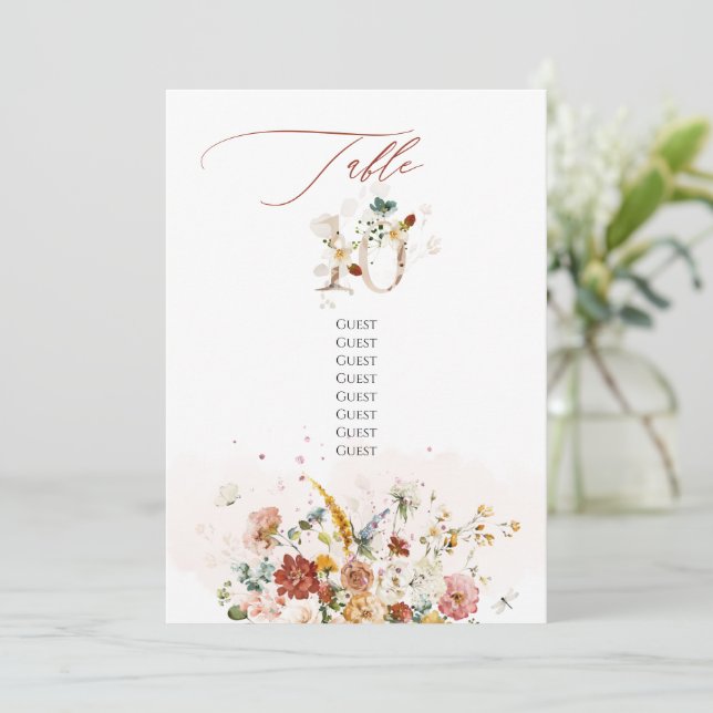 Invitation PixDezines Aquarelle Automne Fleurs de Jardin Tabl (Debout devant)