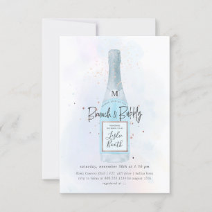 Invitation PixDezines Aquarelle Bleu Champagne Brunch Bubbly