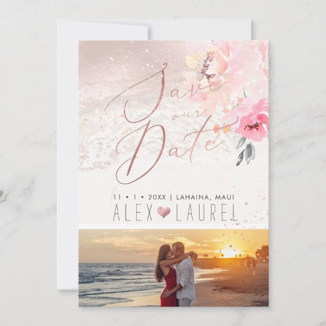 Invitation PixDezines Aquarelle Bleu Peonies Enregistrer la d (Devant)