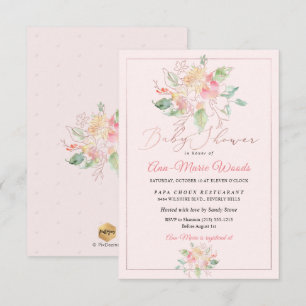 Invitation PixDezines Aquarelle Blush Sweet Peas Baby shower