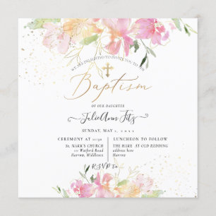 Invitation PixDezines Aquarelle Blush Sweet Peas Baptism