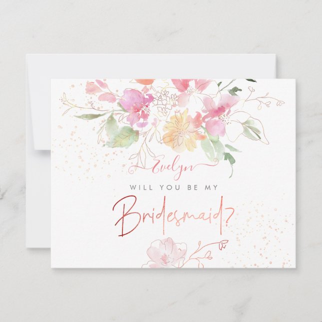 Invitation PixDezines Aquarelle Blushing Romance Bridesmaid (Devant)