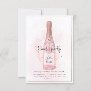 Invitation PixDezines Aquarelle Champagne Rose Brunch Bubbly