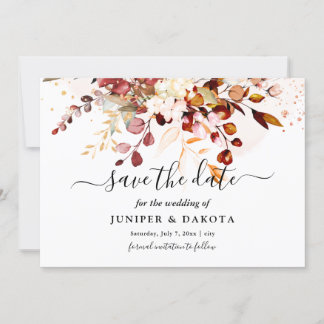 Invitation PixDezines Aquarelle Chute Foliage Gomme Eucalyptu