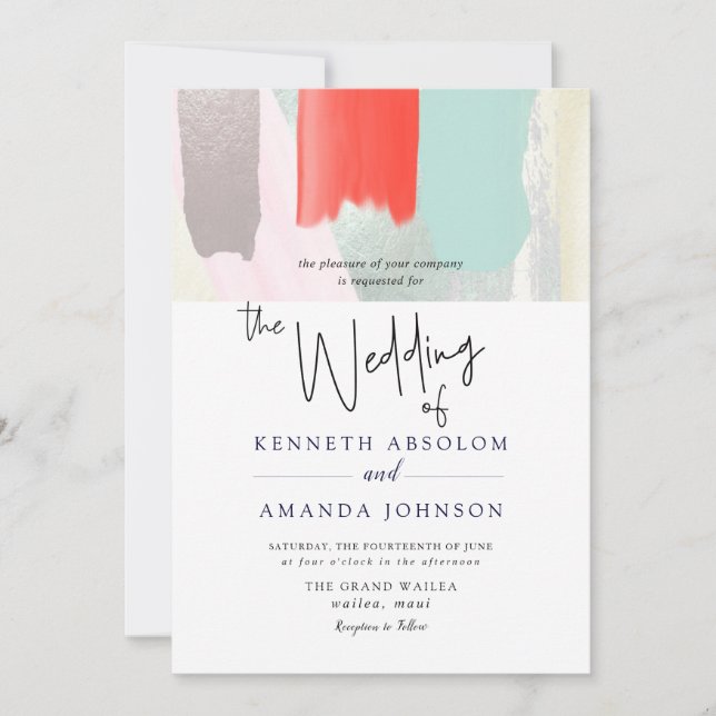 Invitation PixDezines Aquarelle Corail Orange Mist (Devant)