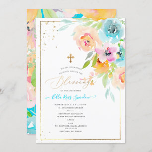 Invitation PixDezines Aquarelle Delicate SpringBloom Baptism