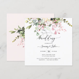 Invitation PixDezines Aquarelle Dusty Blush Eucalyptus Rose