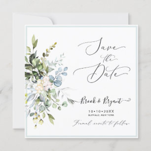 Invitation PixDezines Aquarelle Élégant Eucalyptus Gomme Bleu