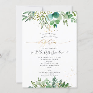 Invitation PixDezines Aquarelle Eucalyptus Baptême de verdure