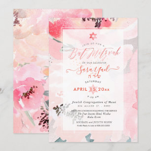Invitation PixDEzines Aquarelle Fleurs Pivoines Blush Bar Mit