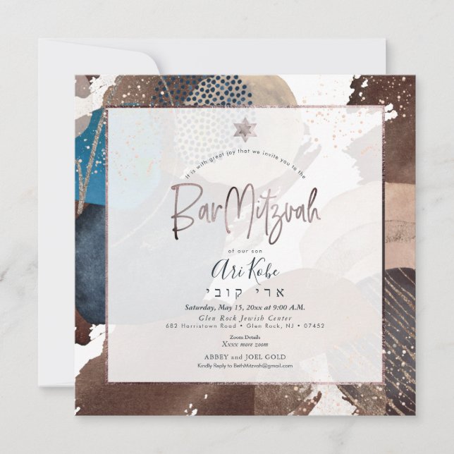 Invitation PixDezines Aquarelle Moderne Formes Abstraites Evé (Devant)