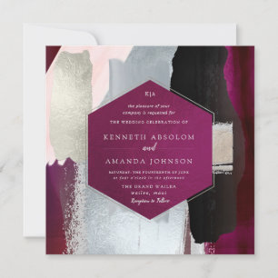 Invitation PixDezines Aquarelle moderne Masala Gris rouge