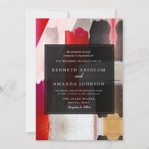 Invitation PixDezines aquarelle moderne rouge noir