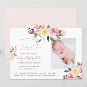Invitation PixDezines Aquarelle Pastel Roses Jaunes Sip+Voir