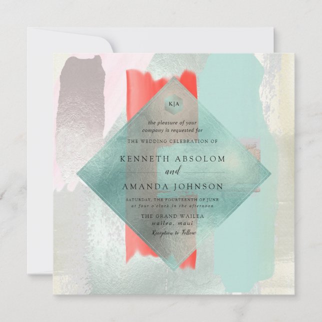 Invitation PixDezines Aquarelle Vivante Corail Mist (Devant)