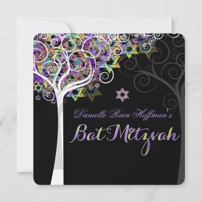 Invitation PixDezines arbre de vie Bat mitzvah (Devant)
