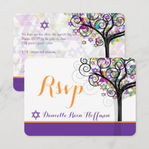 Invitation PixDezines arbre de vie Bat mitzvah/arrière - plan