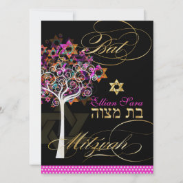 Invitation PixDezines Arbre de vie Bat mitzvah/Arrière - plan