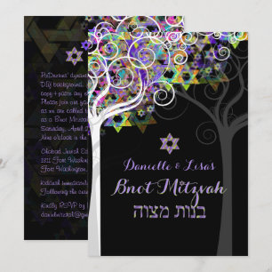 Invitation PixDezines arbre de vie B'not Mitzvah