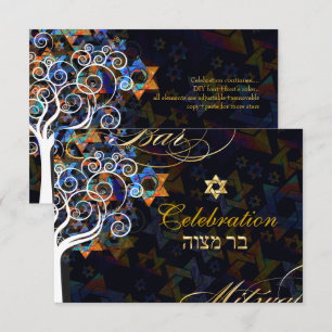 Invitation PixDezines arbre de vie/fête de Bar Mitzvah