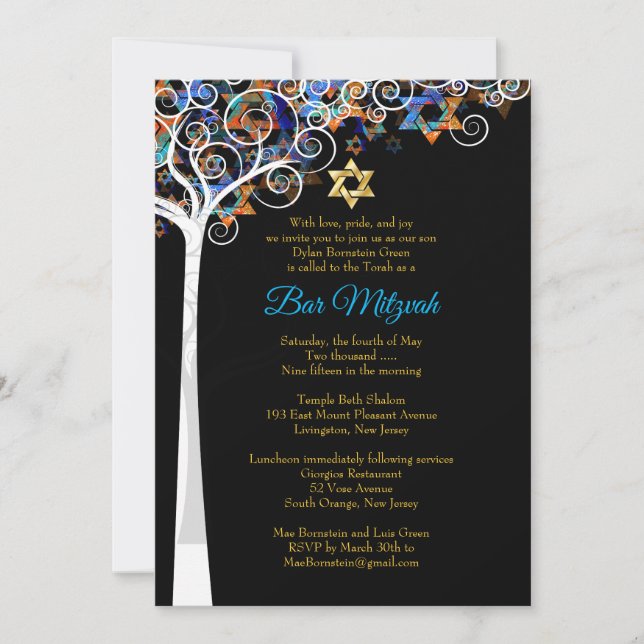 Invitation PixDezines arbre de vie mitzvah/do-it-yourself arr (Devant)