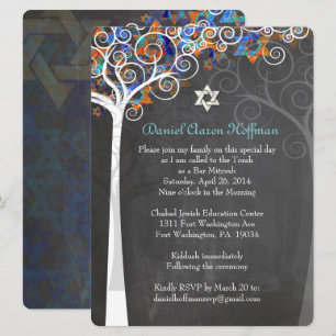 Invitation PixDezines arbre de vie mitzvah/tableau de bord