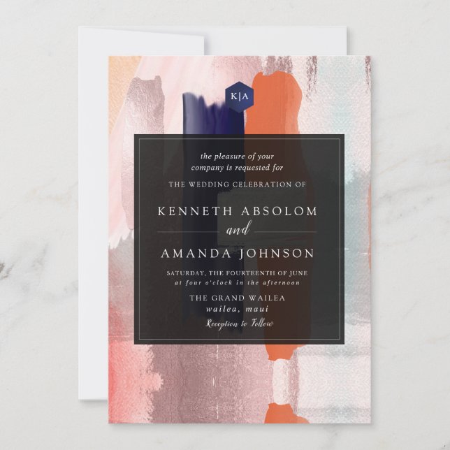 Invitation PixDezines Art moderne Bloc de couleur Marine Blus (Devant)