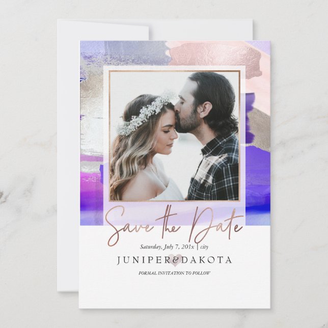 Invitation PixDezines Art Moderne, Purple Blush Silver Grey (Devant)