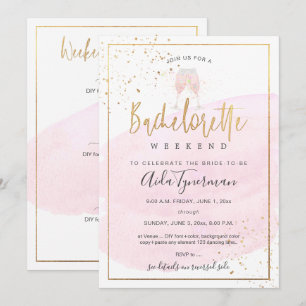 Invitation PixDezines Bachelorette Week-end Aquarelle rose