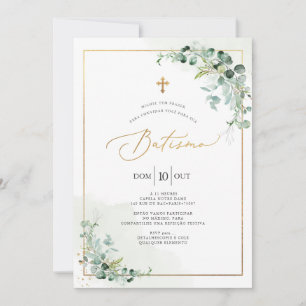 Invitation PixDezines Baptême d'eucalyptus rustique à l'aquar