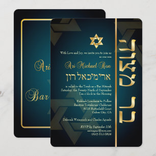 Invitation PixDezines Bar élégant Mitzvah/bleu turquoise fonc