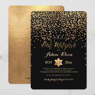 Invitation PixDezines Bar Mitzvah/Faux Gold Confetti