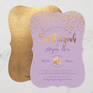 Invitation PixDezines Bat mitzvah/Faux Gold Confetti