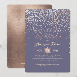 Invitation PixDezines Bat mitzvah/Rose Gold/Confetti