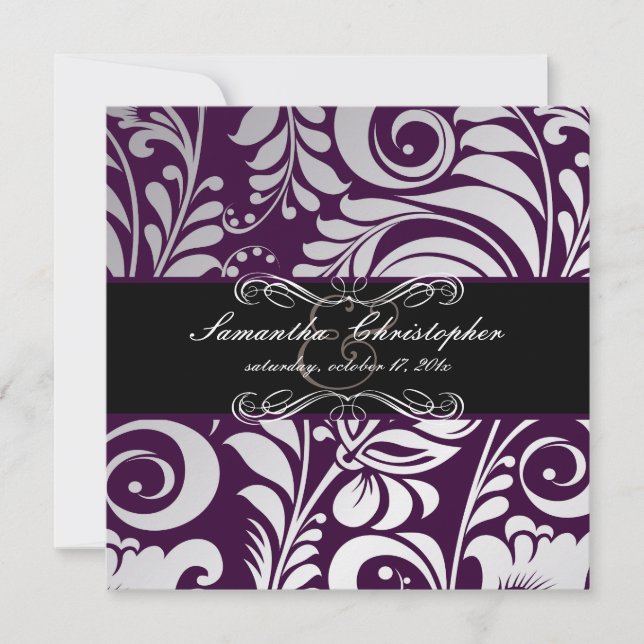 Invitation PixDezines Bellissimo Damask, Custom Color!! (Devant)