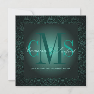 Invitation PixDezines Bijoux Damask/Vert Turquoise