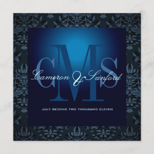 Invitation PixDezines bijoux damassé /saphir bleu