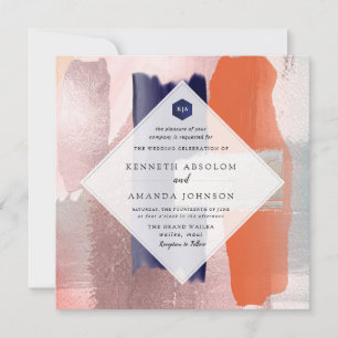 Invitation PixDezines Bloc de Couleurs Art Moderne Rose Pâle 
