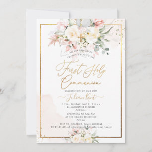 Invitation PixDezines Blush Alabaster Communion Rose