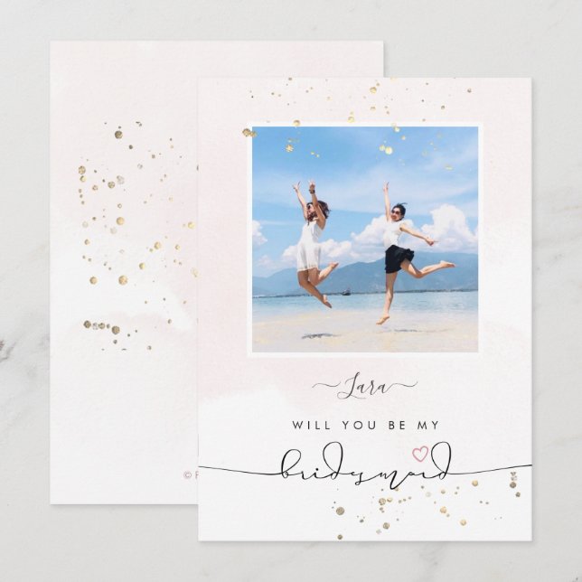 Invitation PixDezines Blush Aquarelle Vous Serez Bridesmaid (Devant / Derrière)