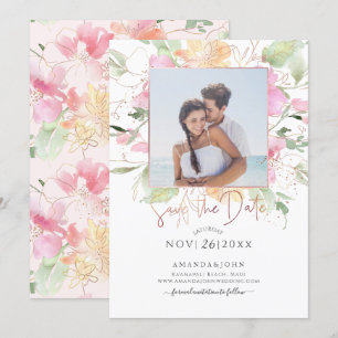 Invitation PixDezines Blushing Romance, Enregistrer la date