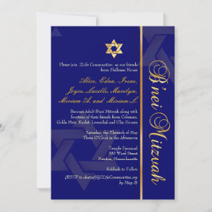 Invitation PixDezines B'Nei Mitzvah, Or+do-it-yourself Bleu