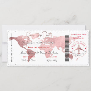 Invitation PixDezines Boarding Pass Save the Date, World Map
