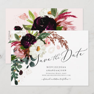 Invitation PixDezines Bourgogne Rustique Fleur, Sauvegarder l